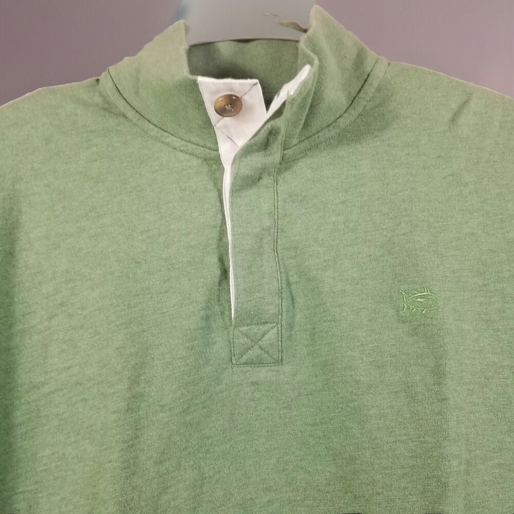 SOUTHERN TIDE Mens Medium Green Pullover The Skipjack Thin Sweater 1/4 Button